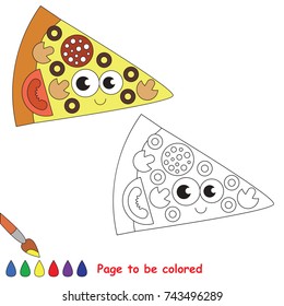 Funny Pizza Piece to be colored, the coloring book for preschool kids with easy educational gaming level.