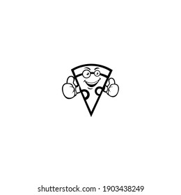 Graciosa rebanada de pizza. icono de pizza, emblema para el restaurante de comida rápida.