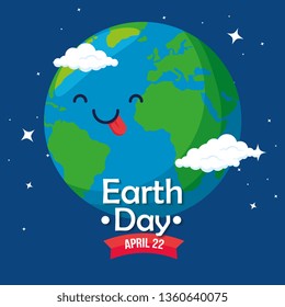 funny planet with clouds to earth day