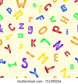 Funny plastic letter vector illustration. Alphabet seamless pattern background.