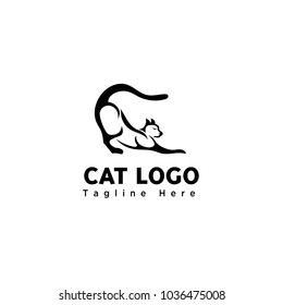 funny play cat brush art logo