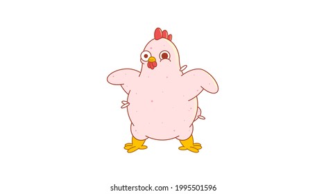 Funny plucked chicken. Isolated vector image in eps format.