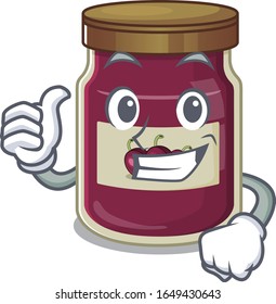 Funny plum jam making Thumbs up gesture