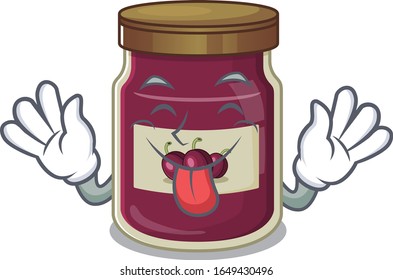 Funny plum jam mascot design with Tongue out