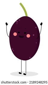 Funny plum on white background