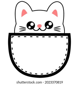 gato de bolsillo gracioso lindo chibi anime kitten tobillo calcetines diseño ilustración vectorial para uso en diseño e impresión de carteles de arte de pared