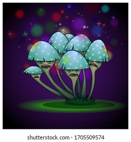 Funny poisonous mushrooms. Vector illustration