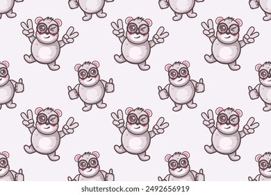 funny polar bear animal character seamless pattern illustration background 