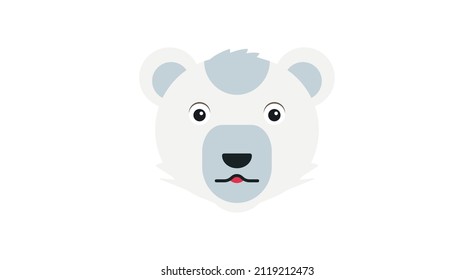 la cara divertida del oso polar sobre fondo blanco. Vector