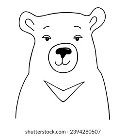 Funny polar bear vector element cartoon doodle black line art animal logo character isolated on white background  for invitation, textile, packaging, wrapping, banner, card, wallpaper graphic design