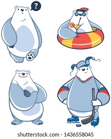 Funny polar bear vector stickers