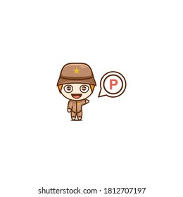 funny police character design, suitable for traffic signs, parking signs