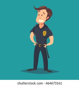 Funny policeman character in uniform. EPS8 vector illustration