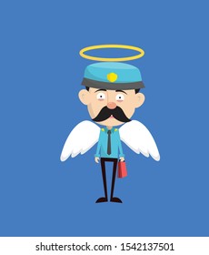 Funny Policeman Cop - in Angel Costume Vector