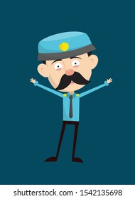 Funny Policeman Cop - In Cheerful Pose