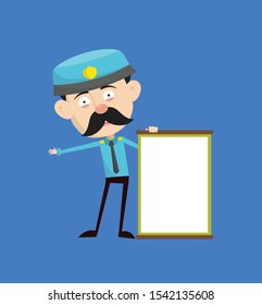 Funny Policeman Cop - Joyfully Presenting a Blank  Board