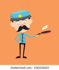Funny Policeman Cop - Preparing Food