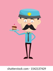 Funny Policeman Cop - Presenting a Cake