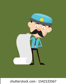 Funny Policeman Cop - Showing a Paper Scroll