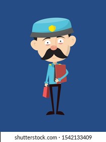 Funny Policeman Cop - Standing with File and Briefcase