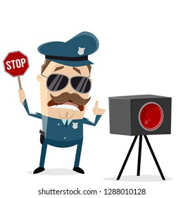 funny policeman with radar trap