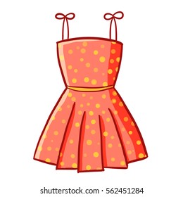 Funny polka dot dress for pretty girl - vector.