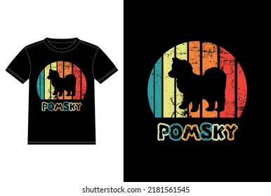 Graciosa silueta retro vintage de Pomsky regalos a Perro Perro Perro dueño de una camiseta esencial
