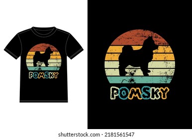 Graciosa silueta retro vintage de Pomsky regalos a Perro Perro Perro dueño de una camiseta esencial
