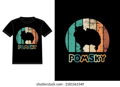 Graciosa silueta retro vintage de Pomsky regalos a Perro Perro Perro dueño de una camiseta esencial
