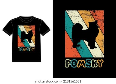 Graciosa silueta retro vintage de Pomsky regalos a Perro Perro Perro dueño de una camiseta esencial
