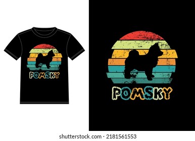 Graciosa silueta retro vintage de Pomsky regalos a Perro Perro Perro dueño de una camiseta esencial
