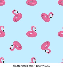 Funny pool floats with flamingo  Fashion pattern. Vector illustration. Pool toys   Design element for wrapping, card, t-shirt print, invitation, accessories