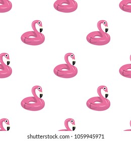 Funny pool floats with flamingo  Fashion pattern. Vector illustration. Pool toys   Design element for wrapping, card, t-shirt print, invitation, accessories