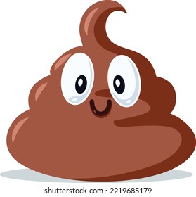 
Funny Poop Mascot Smiling Vector Cartoon Illustration. Comic poo symbol feeling excited and glad
