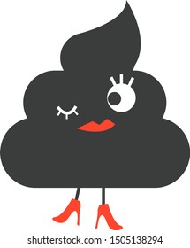 funny poop vector icon, black