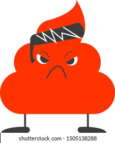 funny poop vector icon, red