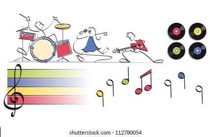 funny pop group with drums, vocals and guitar