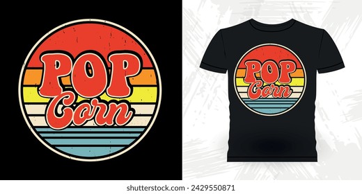 Funny Popcorn Cinema Snack Retro Vintage Popcorn T-shirt Design