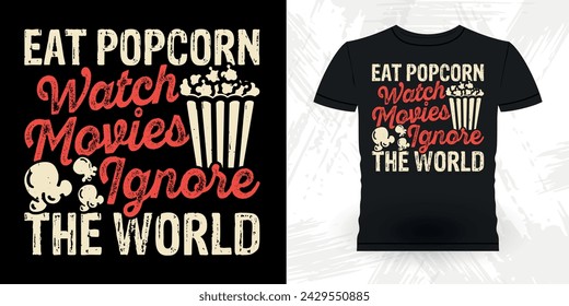 Funny Popcorn Cinema Snack Retro Vintage Popcorn T-shirt Design