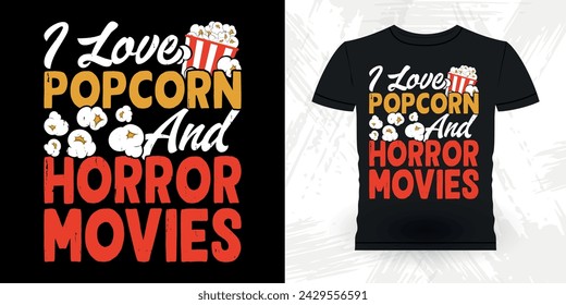 Funny Popcorn Cinema Snack Retro Vintage Popcorn T-shirt Design