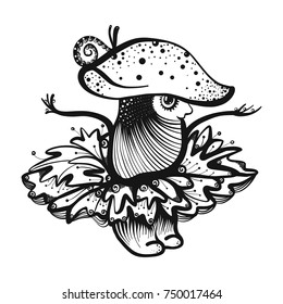 Funny Porcini Mushroom Character, Cartoon Illustration Isolated on a White Background
