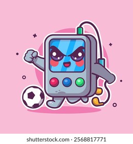 funny portable music player character mascot playing football isolated cartoon