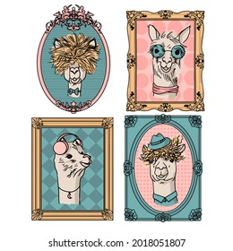 Funny portrait of a lama. Children's print for fabric, T-shirt, poster, postcard, baby shower. Vector Illustration