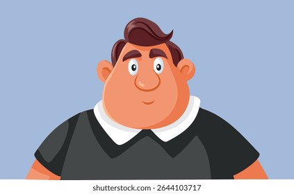 
Engraçado Retrato de um homem acima do peso sorrindo personagem vetor. Cara que é um pouco extra libras mas se sente otimista e de bom humor