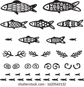 Funny Portugal Fish Set Elements. Illustration Vector. Comic Cartoon