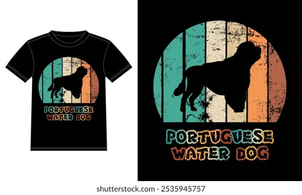 Funny Portuguese Water Dog Vintage Retro Sunset Silhouette Gifts Dog Lover Dog Owner Essential T-Shirt