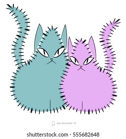Funny positive sticker with colorful cat