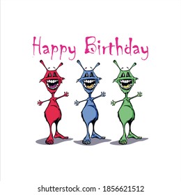 Funny Postcard Happy Birthday. Vector image
