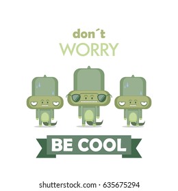 Funny poster with cartoon aligator character. Vector collection.