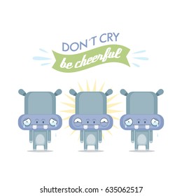 Funny poster with cartoon hippo character. Vector collection.